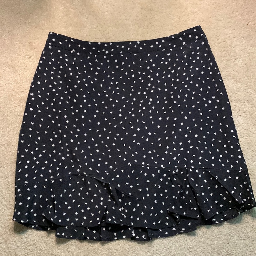 Madewell Silk Ruffle-Edge Skirt in Star Scatter
